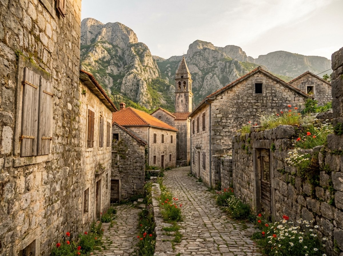 Traditionelles montenegrinisches Dorf in den Bergen